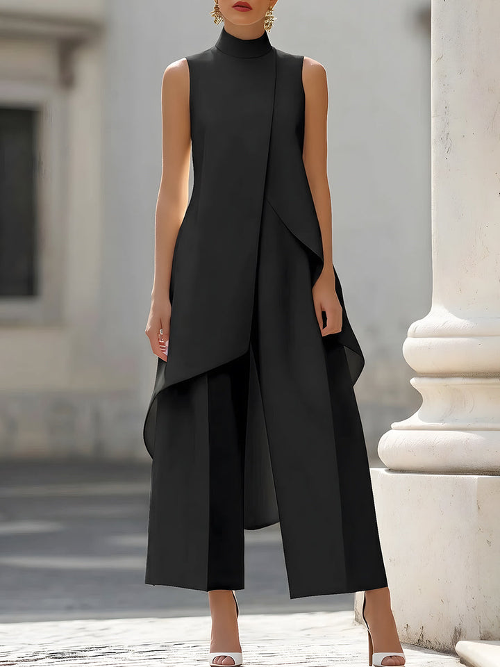 Iverra - Asymmetrical Front Panel Woven Jumpsuit