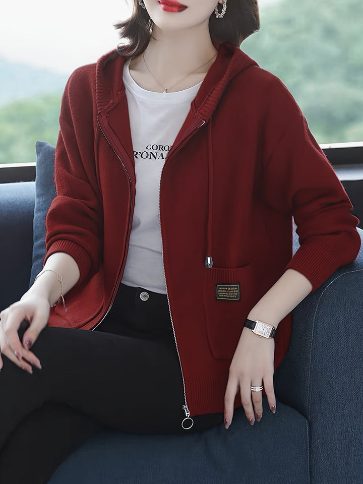 Rilena - Drawstring Hood Viscose Knit Cardigan