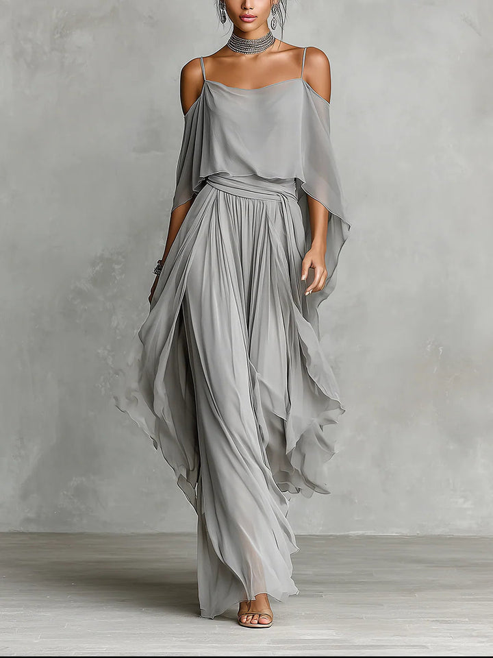 Arlise - Off-Shoulder Chiffon Set