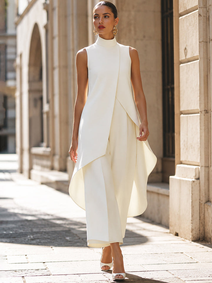 Iverra - Asymmetrical Front Panel Woven Jumpsuit