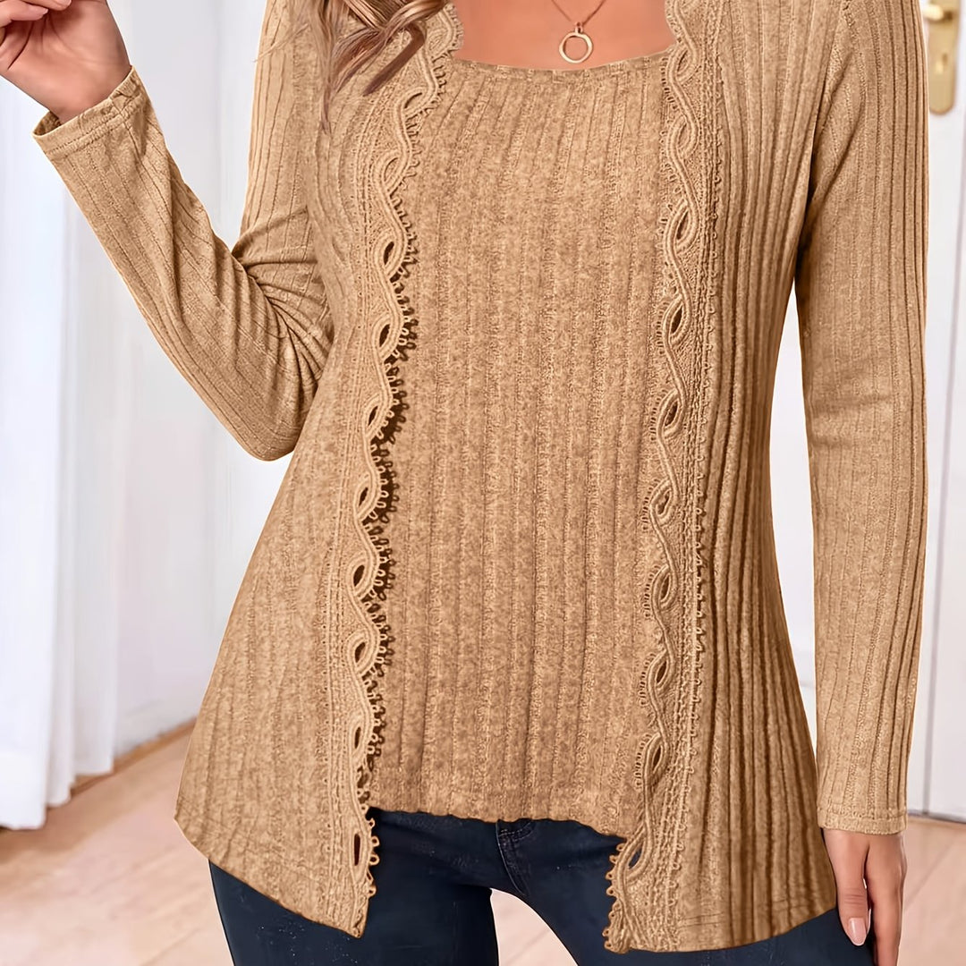 Zirela - Layered Look Stretch Knit Top