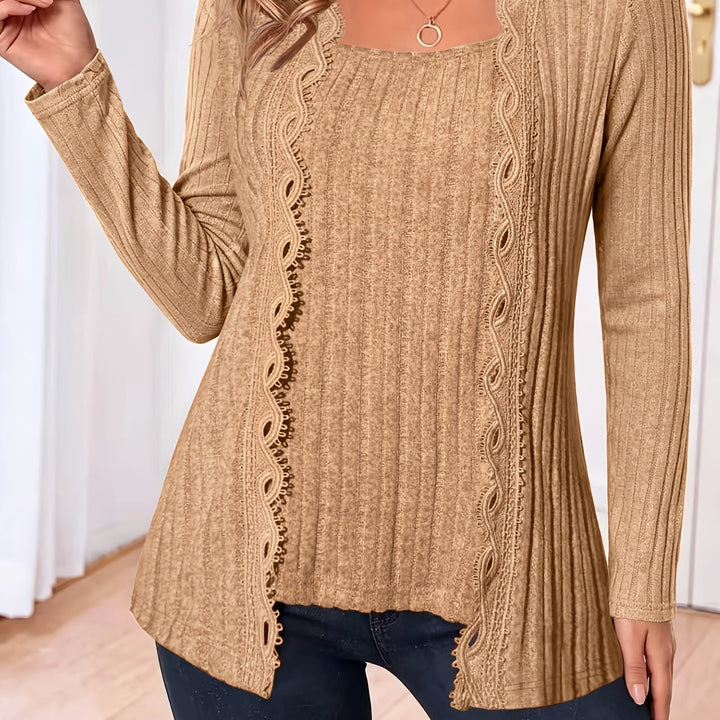 Zirela - Layered Look Stretch Knit Top