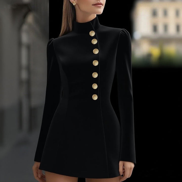Velira - Stand Collar Woven Suit Dress
