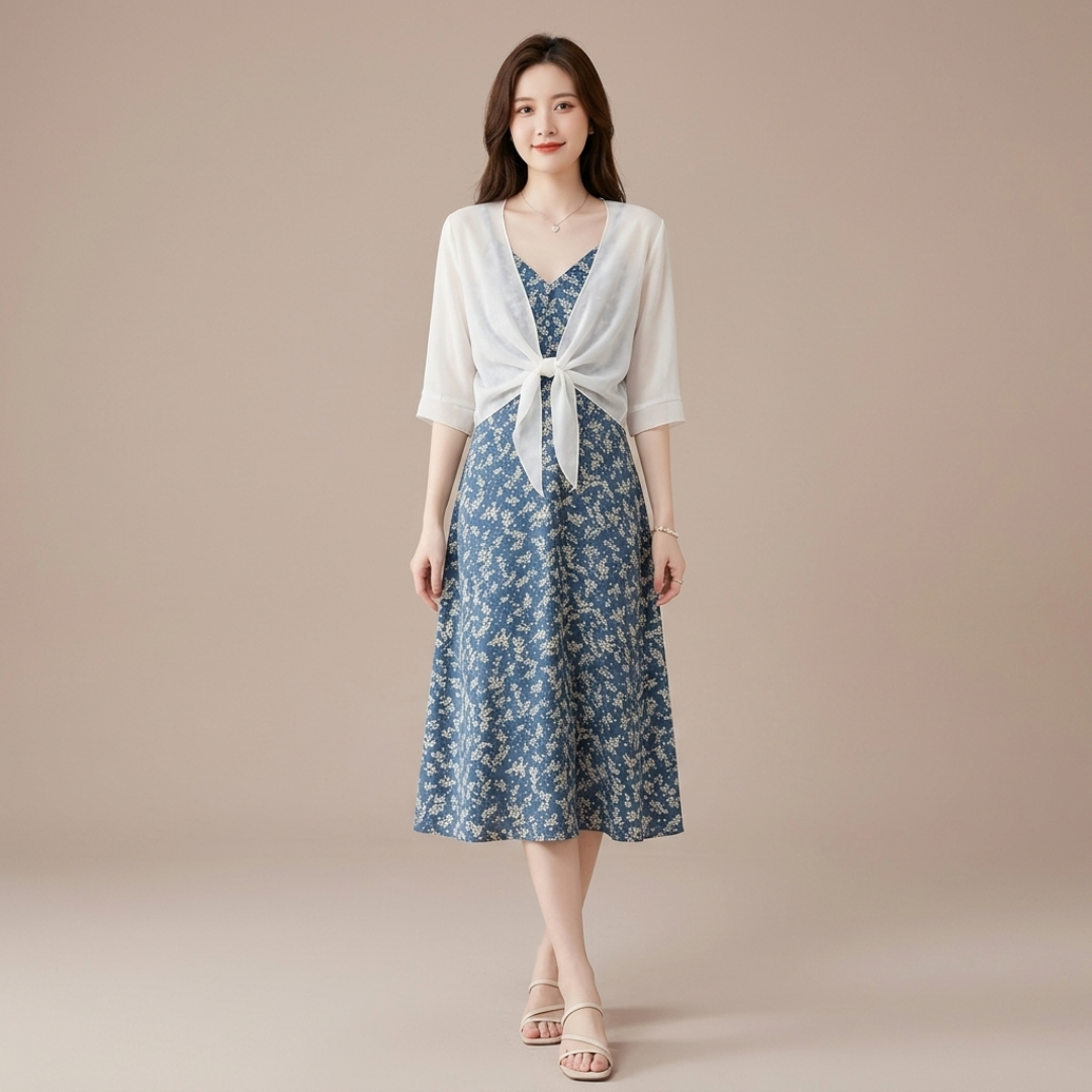 Nevora - Front-Tie Chiffon Bolero