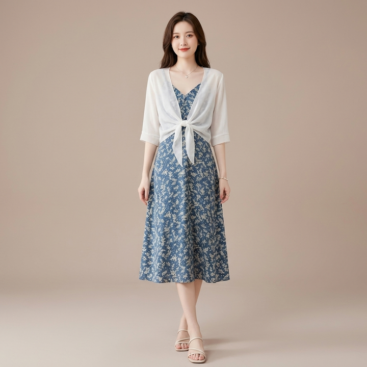 Nevora - Front-Tie Chiffon Bolero