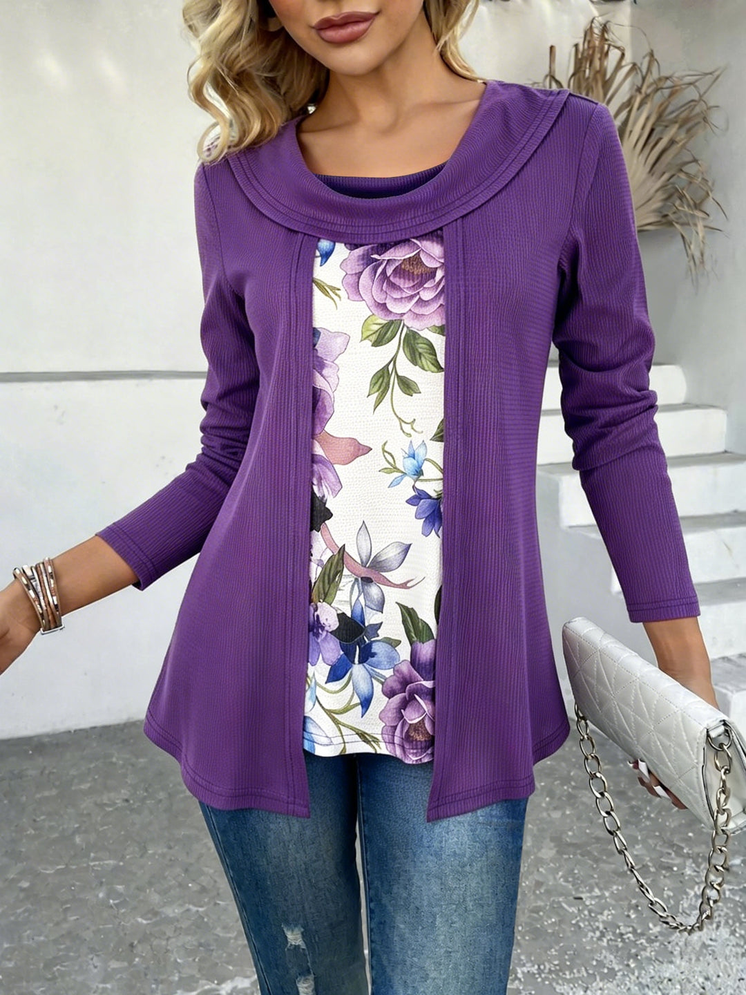 Tivora - Faux Two-Piece Knit Top