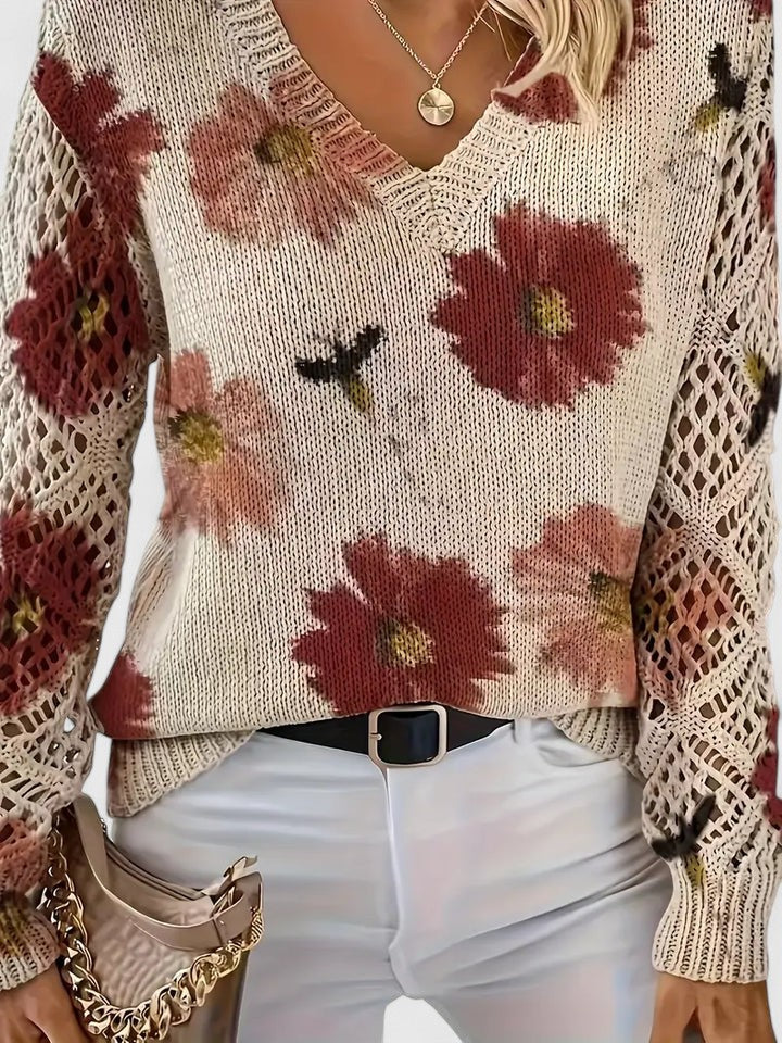 Rivena - V-Neck Fine-Gauge Sweater