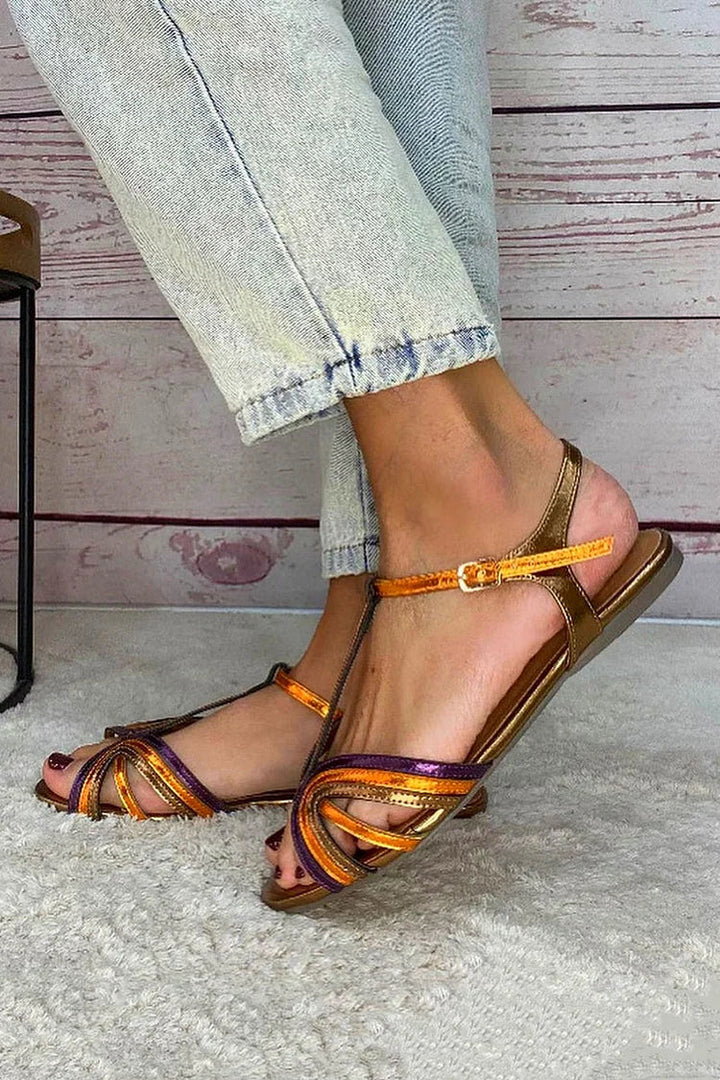 Kivara - Ankle-Strap Gold-Tone Sandals