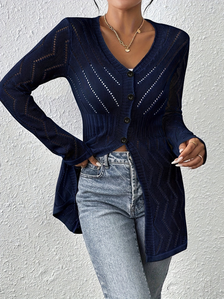 Renaya - V-Neck Textured Knit Cardigan Sweater