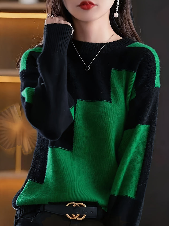 Novira - Colour Block Knit Pullover Sweater