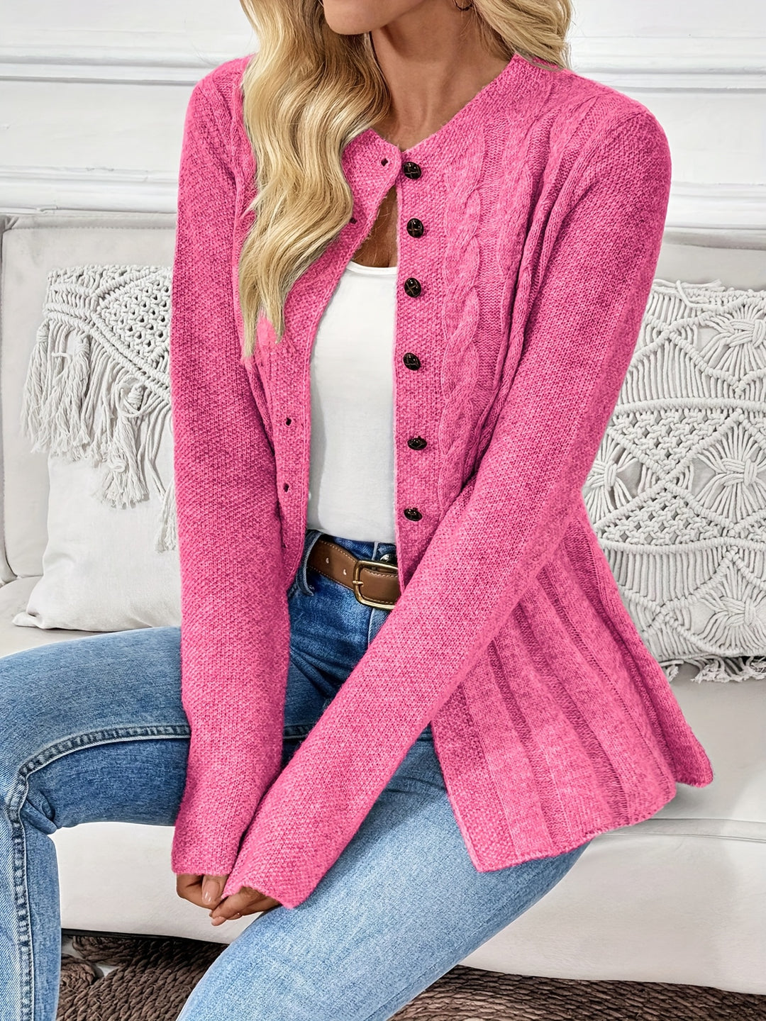 Noreli - Twist Detail Knit Cardigan Sweater