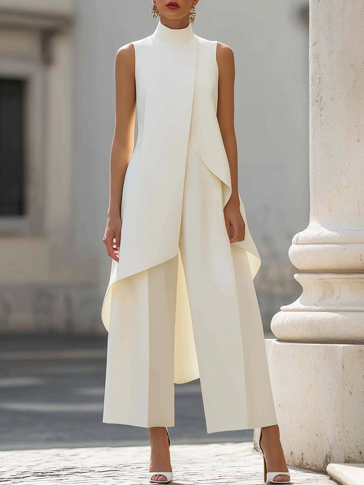 Iverra - Asymmetrical Front Panel Woven Jumpsuit
