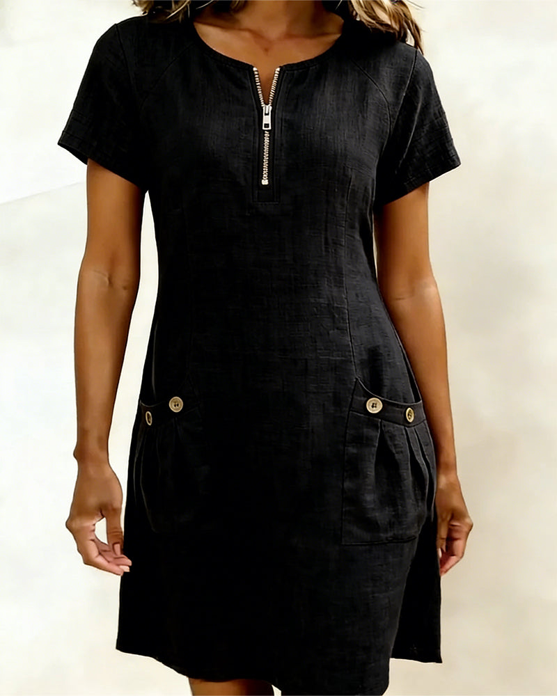 Renavi - A-Line Cotton-Linen Dress