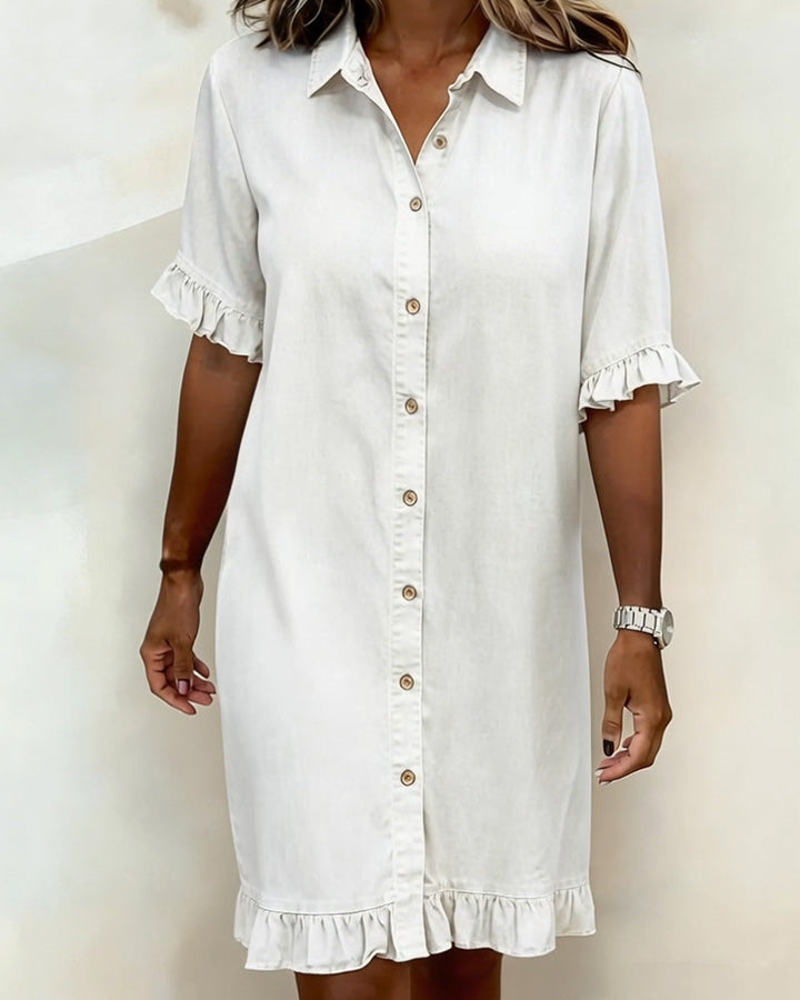 Kiraya - Ruffled Sleeve Denim Dress