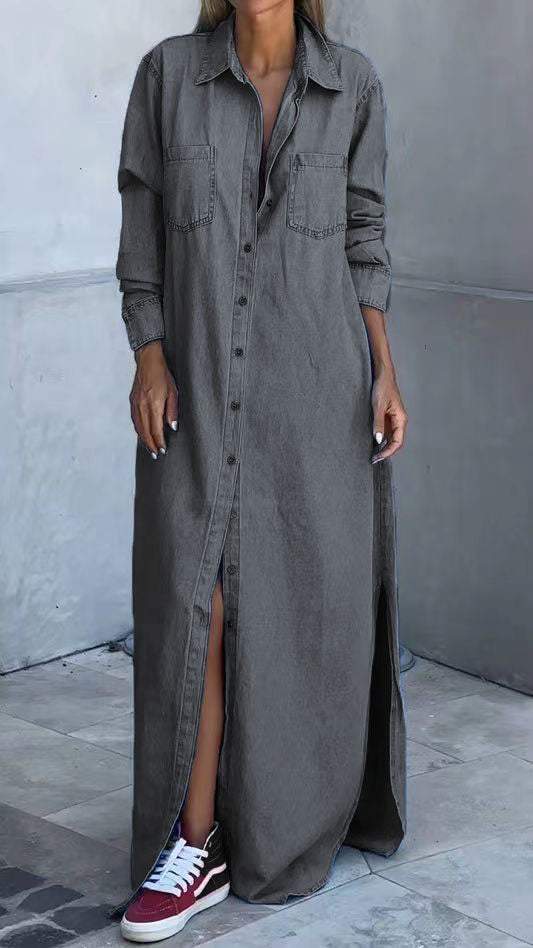 Zarelle - Flap Pocket Denim Dress