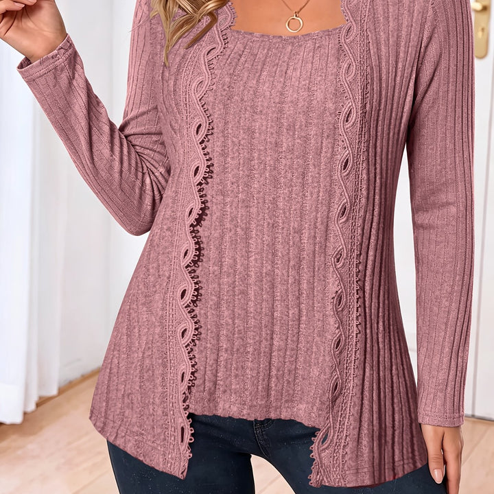 Zirela - Layered Look Stretch Knit Top