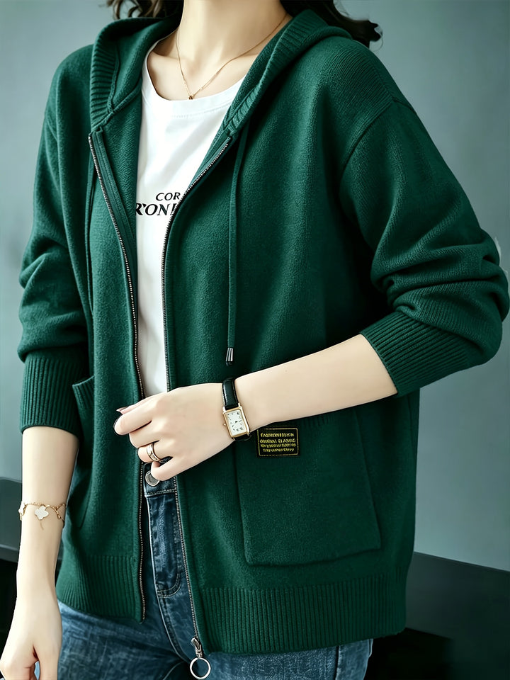 Rilena - Drawstring Hood Viscose Knit Cardigan