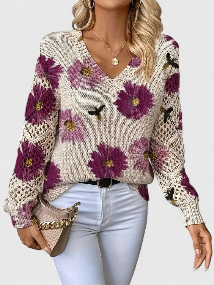 Rivena - V-Neck Fine-Gauge Sweater