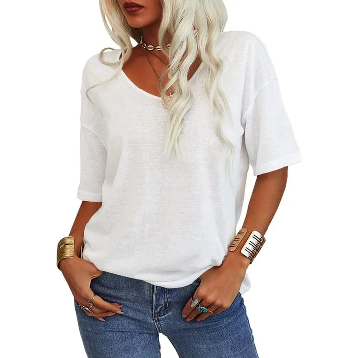 Kelira - Petal Sleeve Stretch Jersey T-Shirt