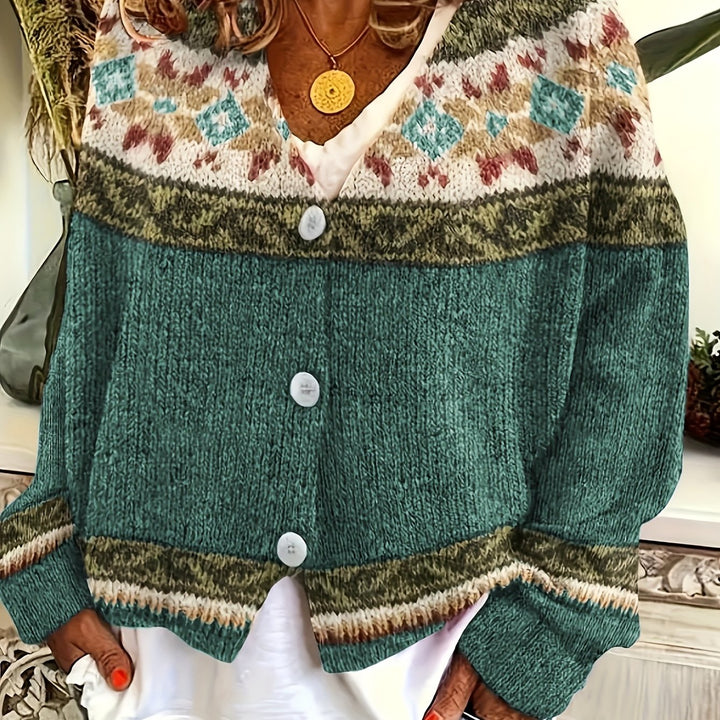 Mireva - Colour-Block Knit Cardigan
