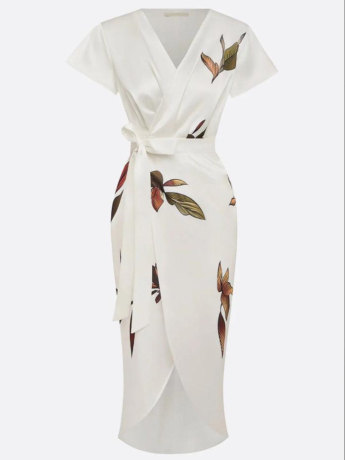 Ilyra - Wrap-Front Polished-Finish Dress