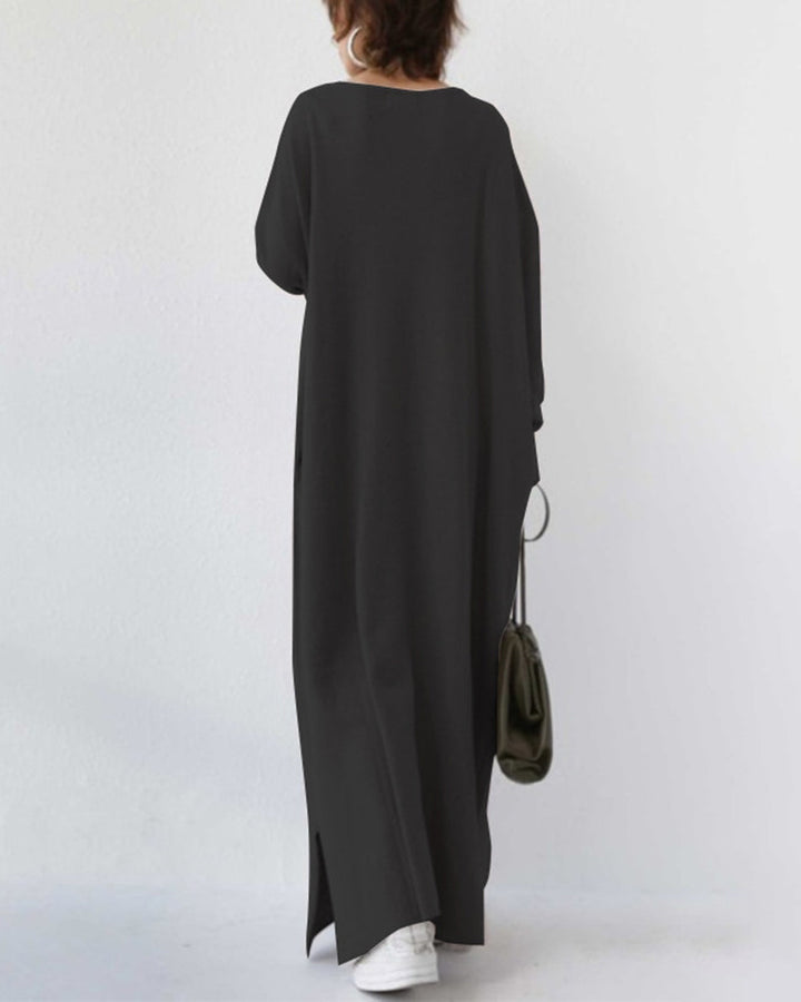 Novira - Deep V-Neck Knit Maxi Dress