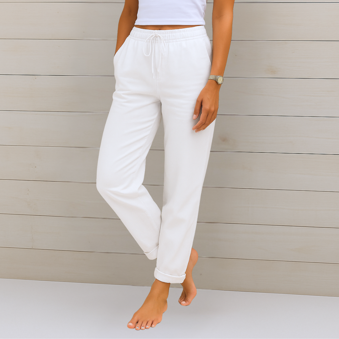 Nivara - Elasticated Waist Linen Trousers