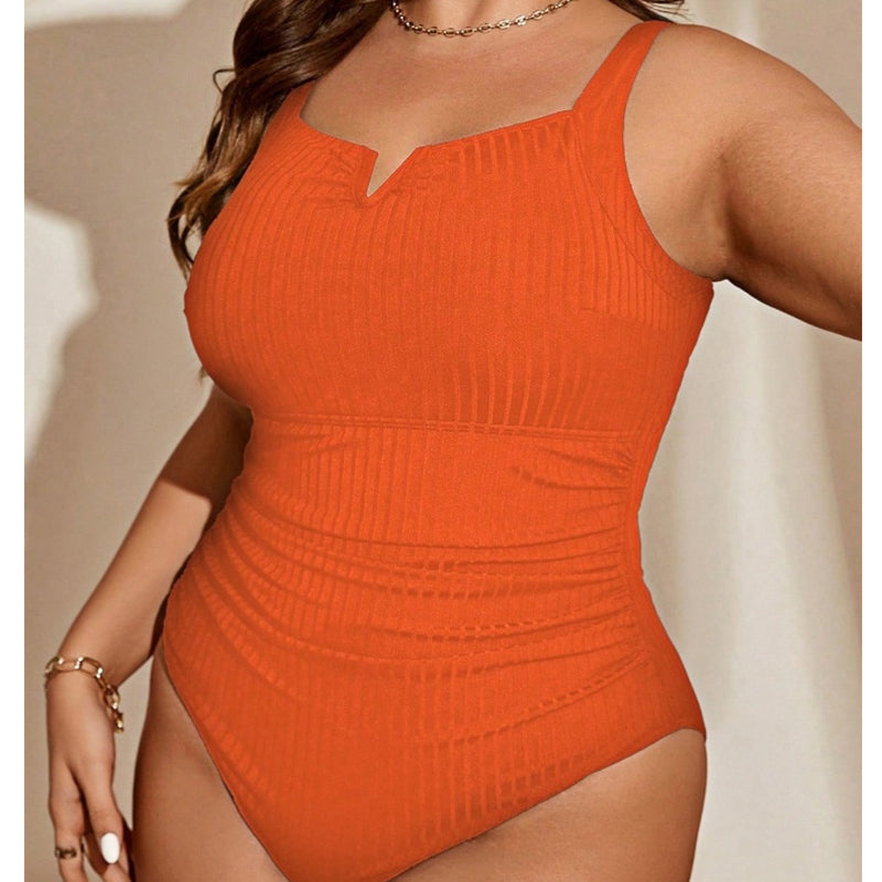 Vesara - Front-Ruched Ribbed Knit One-Piece Swimsuit