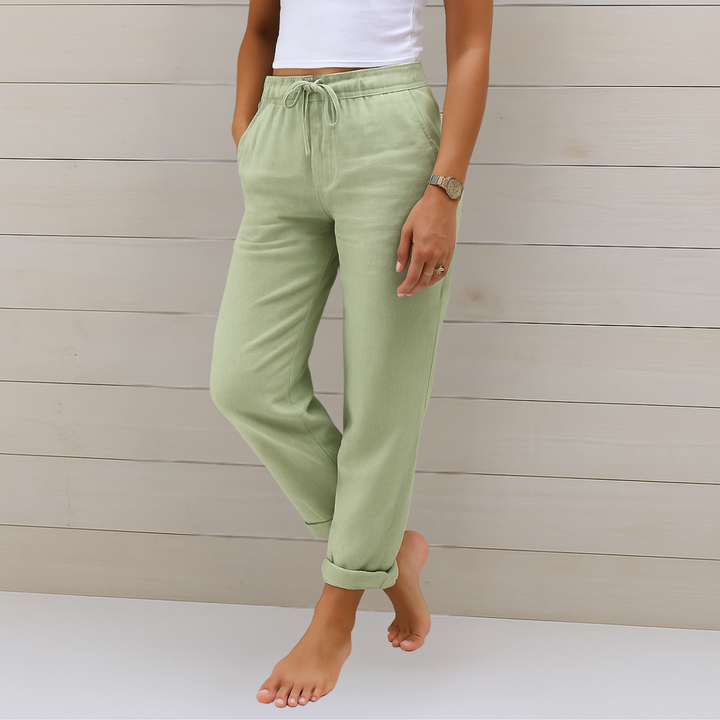 Nivara - Elasticated Waist Linen Trousers