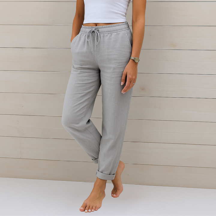 Nivara - Elasticated Waist Linen Trousers