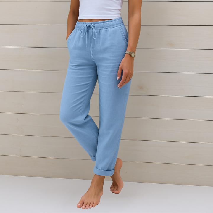 Nivara - Elasticated Waist Linen Trousers