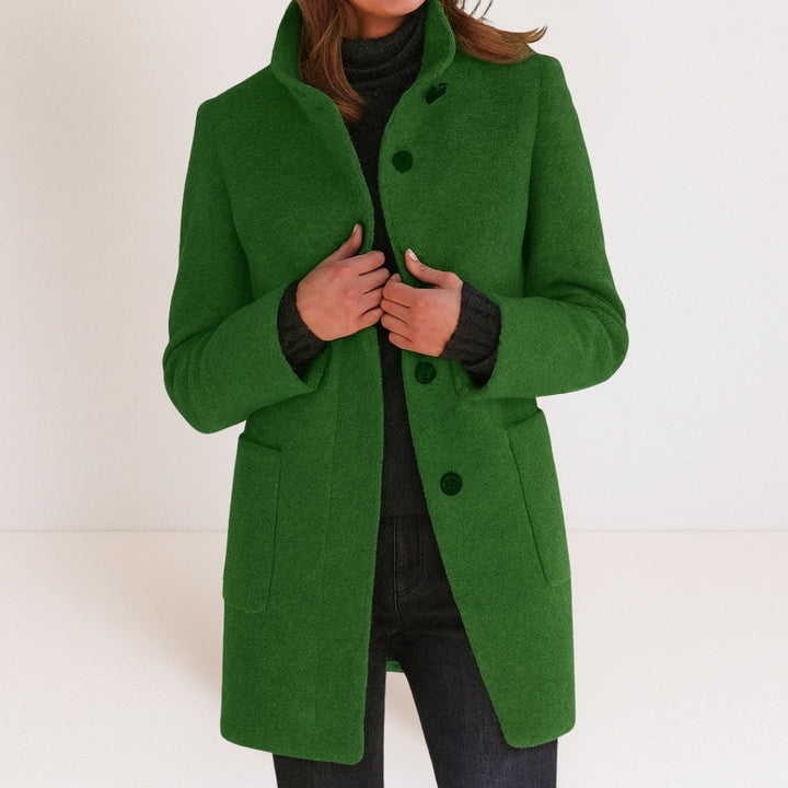 Velora - Stand Collar Wool-Blend Coat