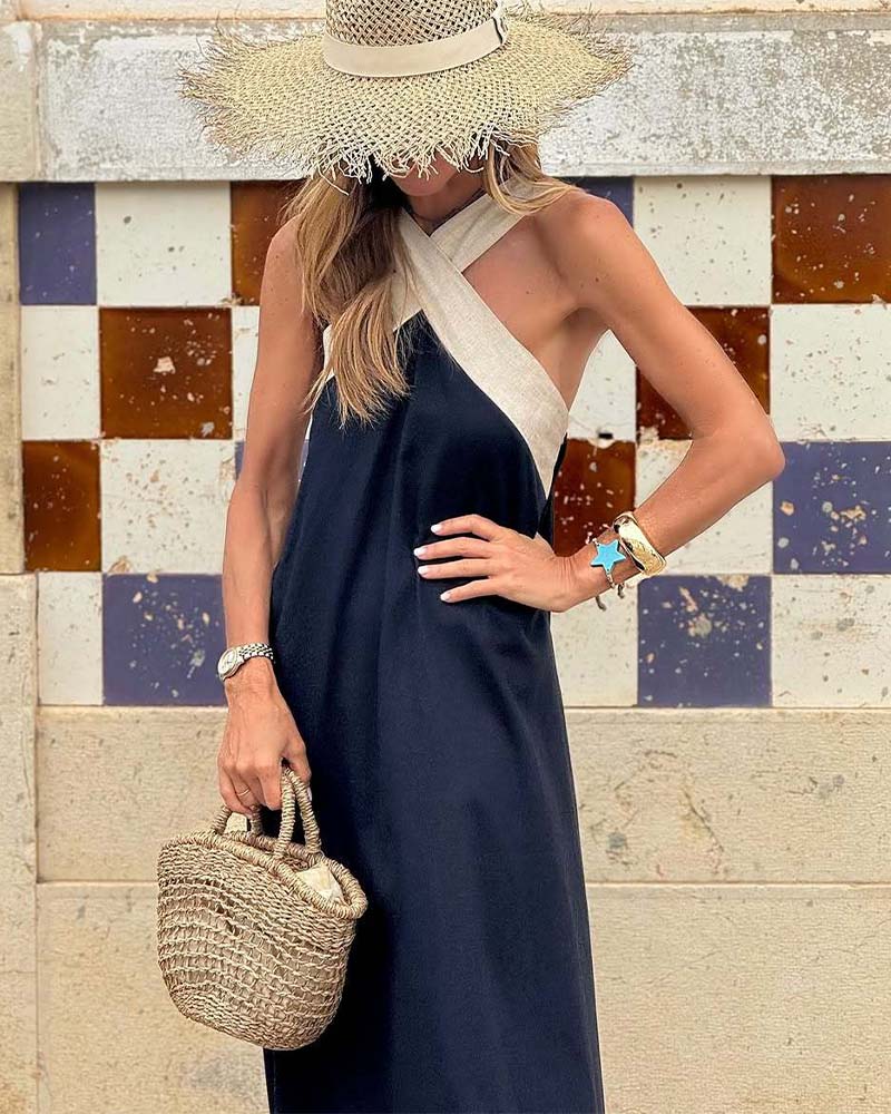 Seriva - Crossed Neckline Woven Dress
