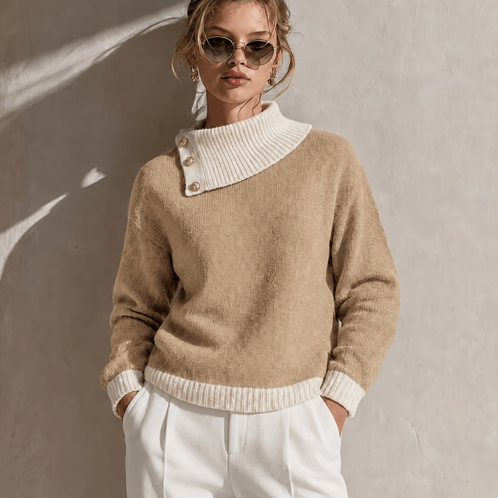 Calira - Asymmetric Neck Knit Sweater