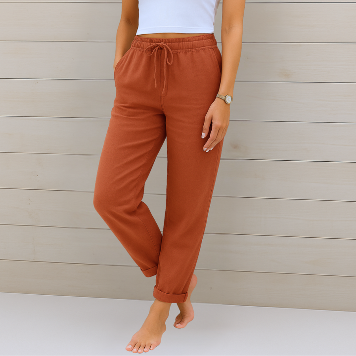 Nivara - Elasticated Waist Linen Trousers