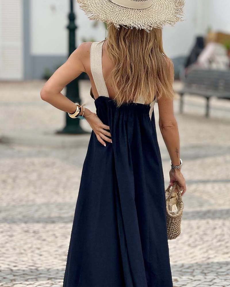 Seriva - Crossed Neckline Woven Dress