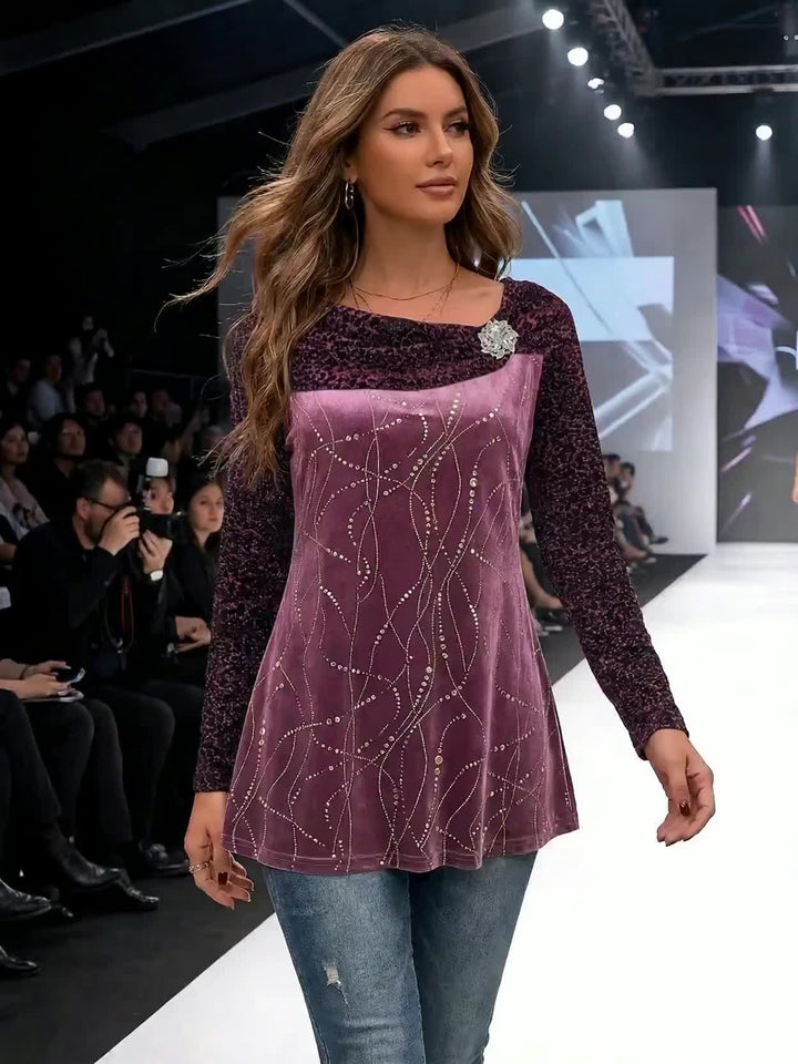 Avenya - Foil Lapel Knit Pullover Set