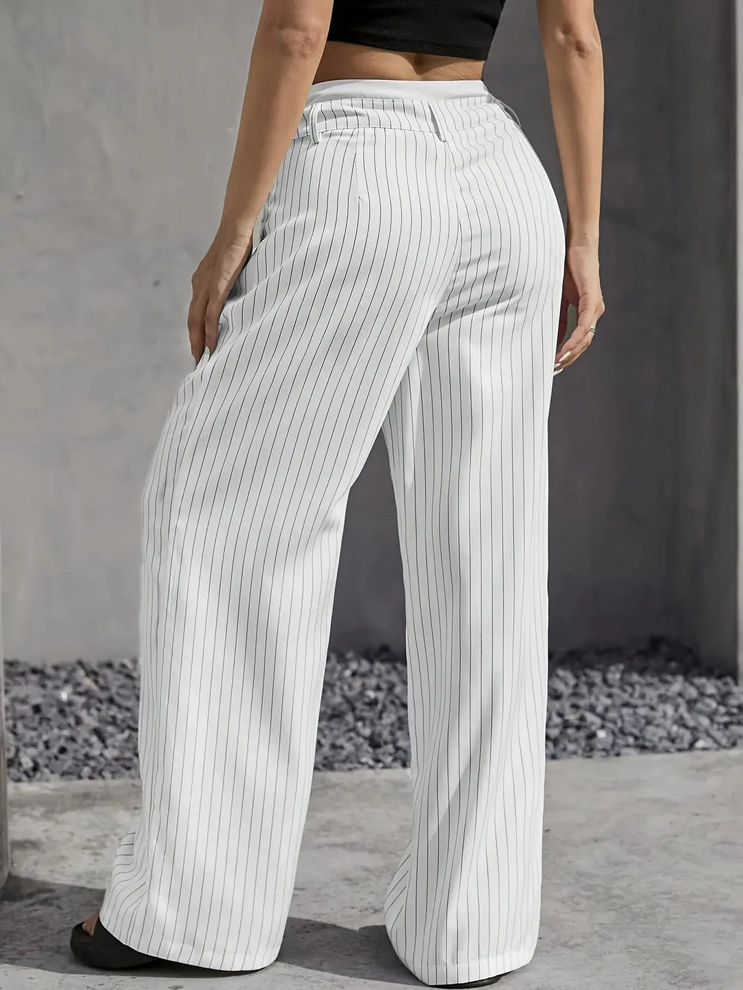 Anevia - High-Waist Pinstripe Trousers