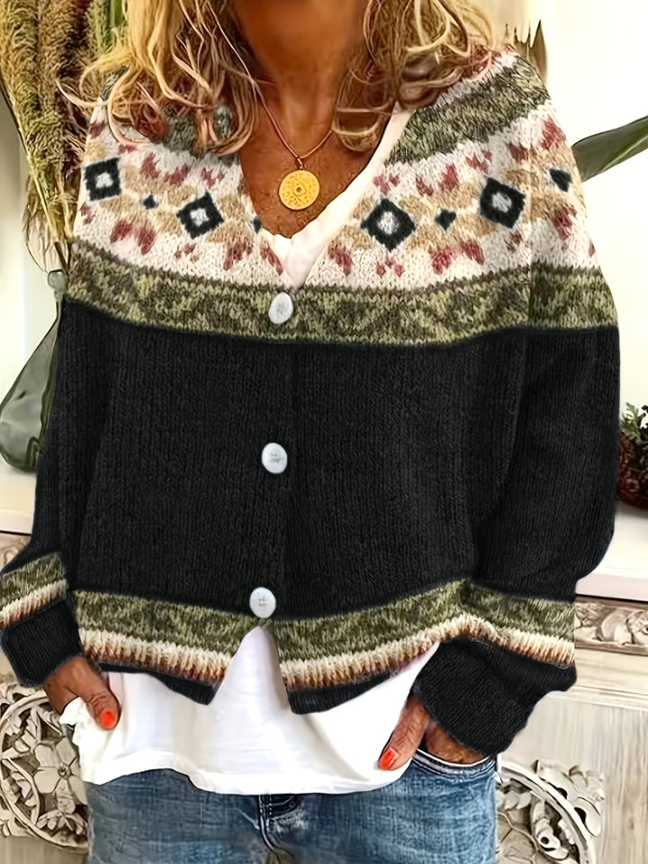Mireva - Colour-Block Knit Cardigan