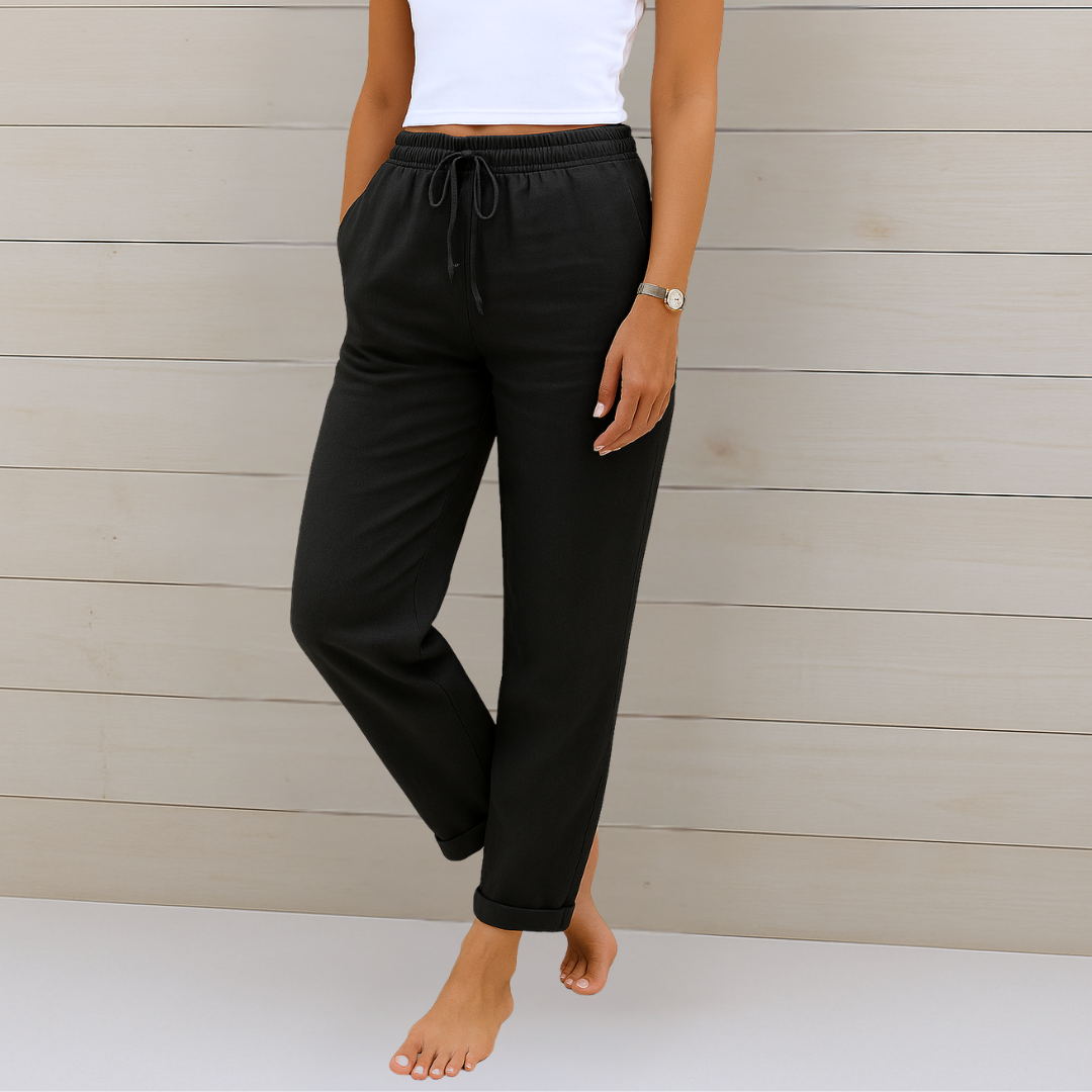 Nivara - Elasticated Waist Linen Trousers