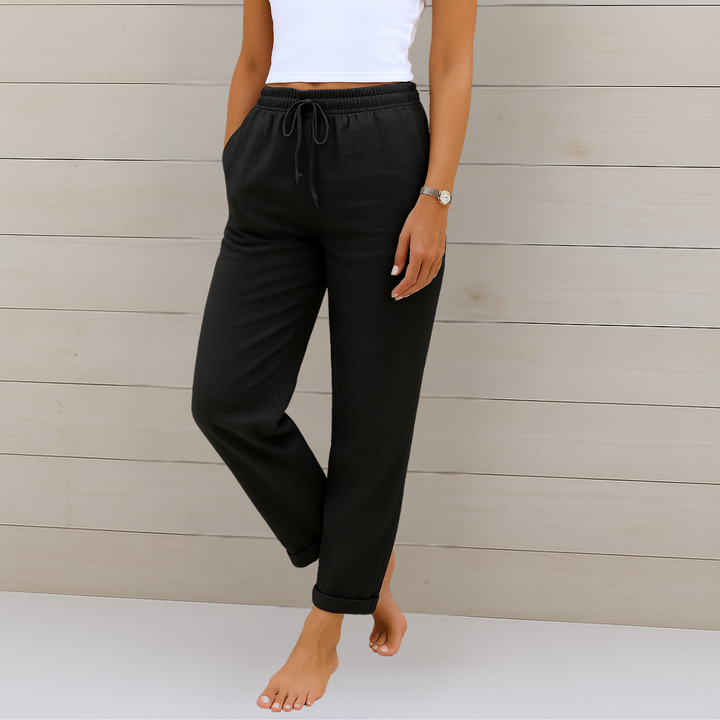 Nivara - Elasticated Waist Linen Trousers