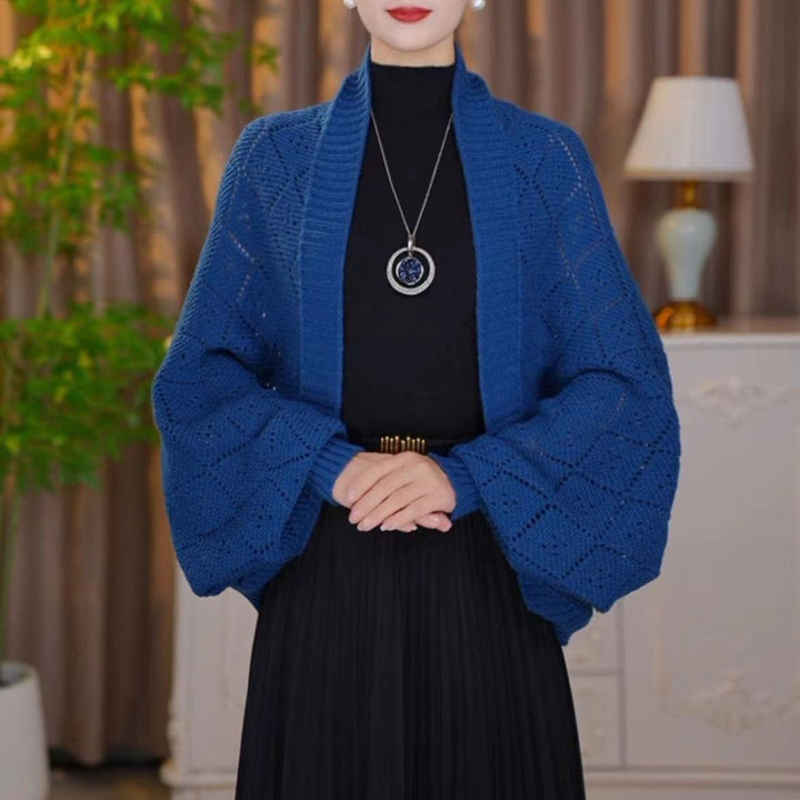 Eryla - Pointelle Knit Shawl Cardigan