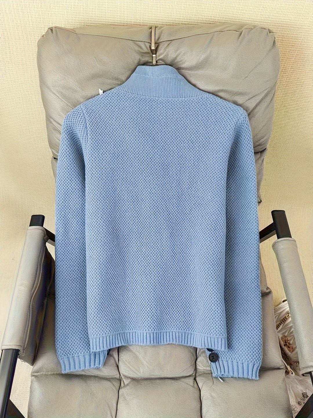 Avenya - Stand Collar Knit Sweater Top Coat
