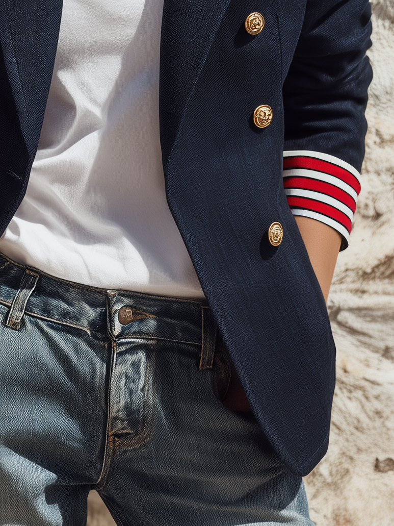 Naleva - Double-Breasted Cotton-Blend Blazer