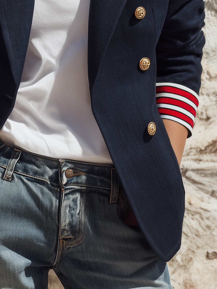 Naleva - Double-Breasted Cotton-Blend Blazer