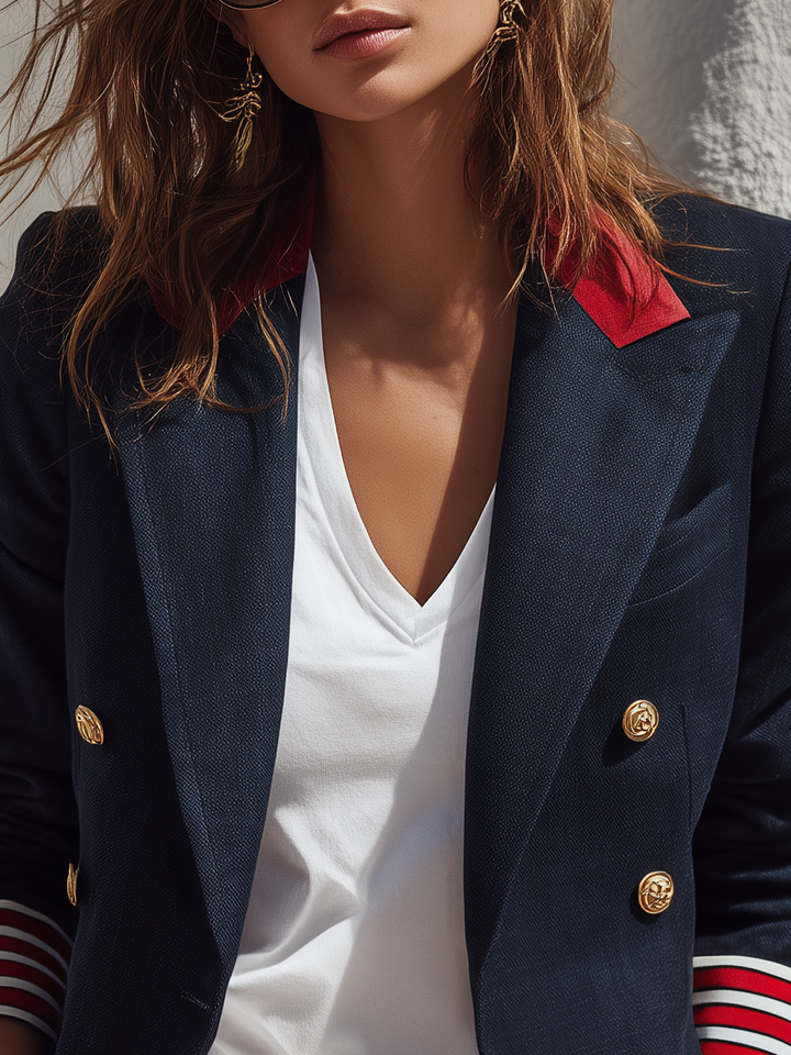 Naleva - Double-Breasted Cotton-Blend Blazer