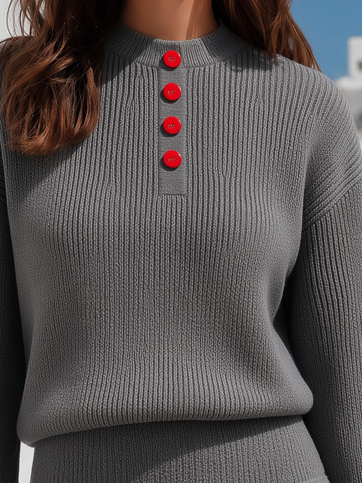 Novine - Contrast-Trim Ribbed Knit Skirt Set