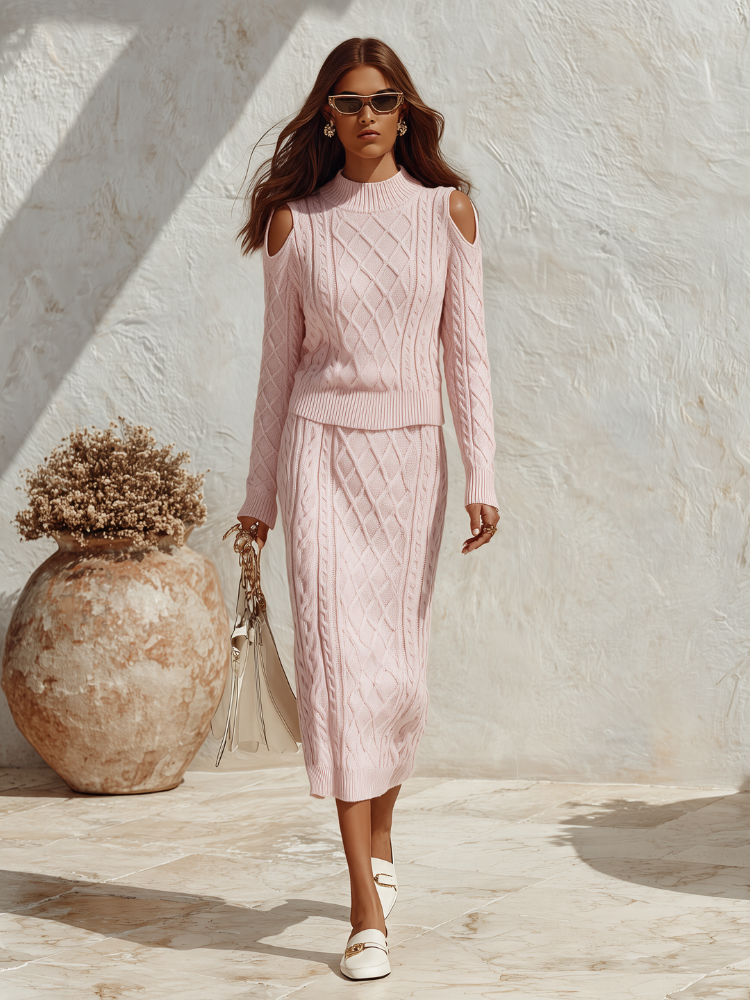 Mireva - Turtleneck Knit Skirt Set