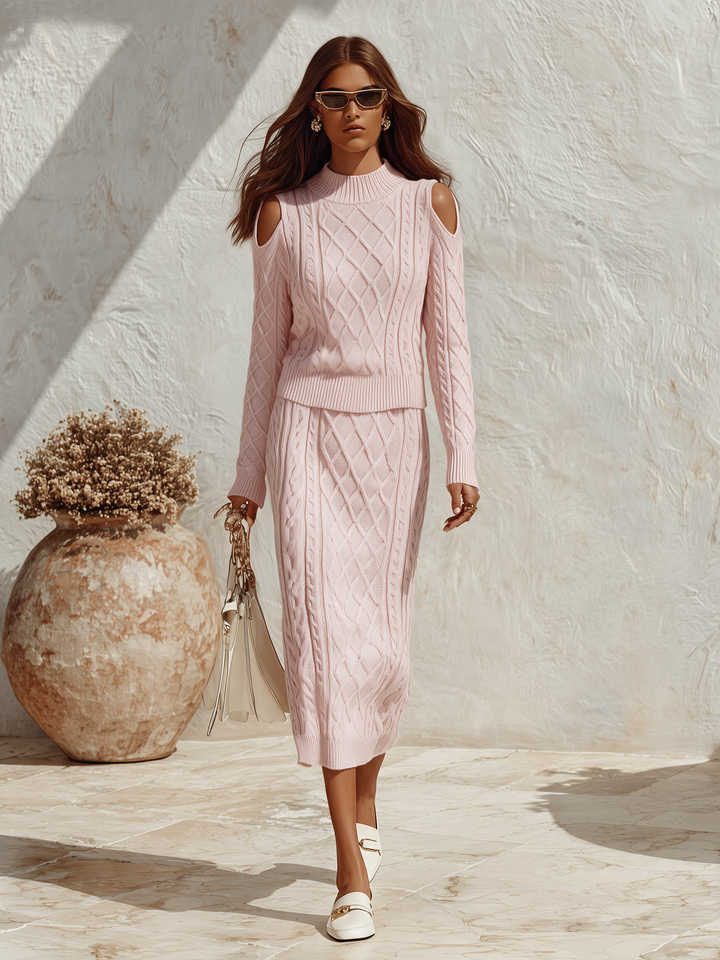 Mireva - Turtleneck Knit Skirt Set