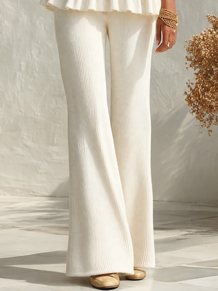 Reniva - Ruffled Knit Pants Set